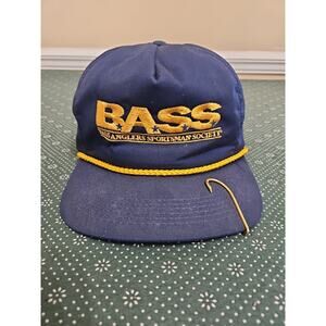 Vintage B.A.S.S. Hat Cap Bass Anglers Sportsman Society Snapback Rope AB Brand